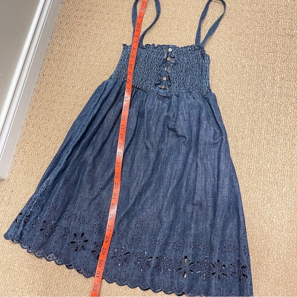 JUICY COUTURE Cotton Linen Denim Eyelet Dress Navy - S - Picture 10 of 11